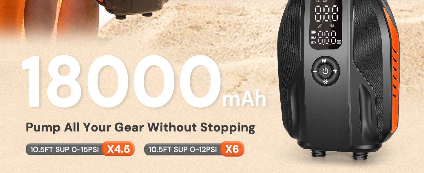 Electric Paddle Board Pump 18000mAh Battery