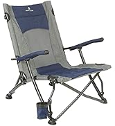 ROCK CLOUD Portable Folding Camping Chair Low Beach Chairs for Camp Lawn Hiking Sports Hunting, Navy
