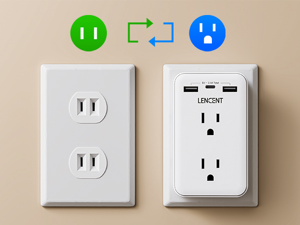 2 Prong to 3 Prong Adapter Perfect for Older Houses