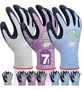 KANGLONGDA 7 Pairs Women Gardening Gloves, EN388 2131X Outdoor Protective Work Gloves with Breath...