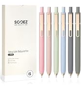 Sooez 6 Pack Ballpoint Pens, Retractable 1.0 mm Medium Point Black Ink Pens | Smooth Writing Pen ...
