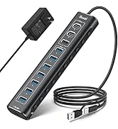 Powered USB Hub, 11-Port ikuai Hybrid USB 3.2/ USB C Hub with PD Charging Port and 60W Power Adap...
