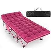 ZENPETIO Oversized XXL Folding Camping Cot, Heavy Duty Sleeping Cot for Adults with Mattress and ...