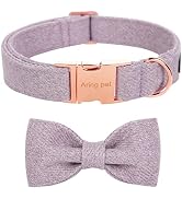 ARING PET Girl Dog Collar-Cotton Lavender Dog Collar with Bow, Adjustable Bowtie Dog Collars Gift...