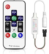 Taoellen WS2812B RF LED Controller, 3-PIN Mini LED Strip Lights Controller, DC 5-24V Wireless Rem...