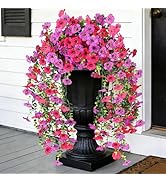AmberFun Artificial Hanging Flowers for Outdoors,No Fade 2 Bundles Fake Silk Flowers for Outside,...
