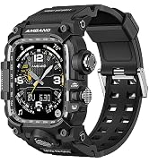 amBand M3 Rugged Case with Band Designed for Apple Watch Series 8/7 45mm - Black