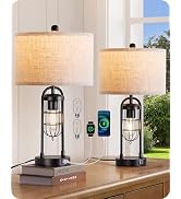 EDISHINE Farmhouse Table Lamp with Night Light, 22.84