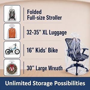 45x65 jumbo clear plastic bags 3 mil heavy duty stroller bags chair bike bolsas gigantes storage