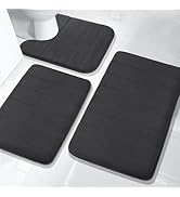 Yimobra Memory Foam Bath Mat Set, Bathroom Rugs for 3 Pieces, Toilet Mats, Soft Comfortable, Wate...