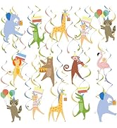 60Pcs Animal Parade Party Hanging Swirls Safari Themed Birthday Decor Zoo Wild Animals Jungle Par...