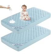 BEDLORE Baby Crib Mattress Protector 2-Pack Waterproof Blue 52"x28"