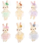 DOITOOL 6pcs Plush Rabbit Dolls Small Bunny Stuffed Animals Soft Easter for Kids Headdress Access...
