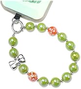 XIXIAOYAN Cute Beaded Phone Wrist Strap for Women - Green Anti-Theft Hands-Free Lanyard with Jewe...