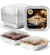 Homewarm 20 Pack 8x8 Aluminum Pans with Clear Lids