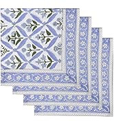 Ridhi Hand Block Print Kitchen Towels Table Décor 20×20 Inch Floral Dinner Cloth Napkins Set of 4...