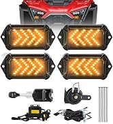 UTV Turn Signal Kit with 110dB Horn, Plug and Play, Pre-Wired UTV ATV Blinker Kit with Lever Colu...