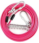 Dog Tie Out Run Cable, Dog Chains for Outside 50 feet, Dog Leads for Yard Chew Proof, Tie Out Cab...