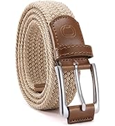 CHAOREN Mens Stretch Belt - 1 3/8" Elastic Braided Golf Belt for Men - Stretchy Web Fit Summer Ca...