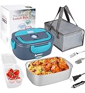 PHIWILLS 80W Electric Lunch Box 1.5L Container Food Warmer Heater, 12V/24V/110V Heated Lunchbox f...