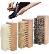 3 Small Shoe Cleaning Brush Set, Boots Sneaker Shoes Cleaner with Nylon, Boar and Horsehair Brist...