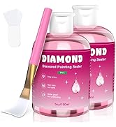 GHHKUD Diamond Painting Sealer 300ML with 2 Brushes, DIY 2Pack Diamond Art Sealer Glue, 5D Diamon...