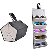 Kenpal Sunglasses Storage Organizer Holder Foldable Travel Case with 5 Slot Compartments for Mult...