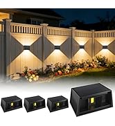 4 Pack Solar Powered Fence Lights Outdoor Waterproof Wall Mount Up and Down Wall Lights for Outsi...