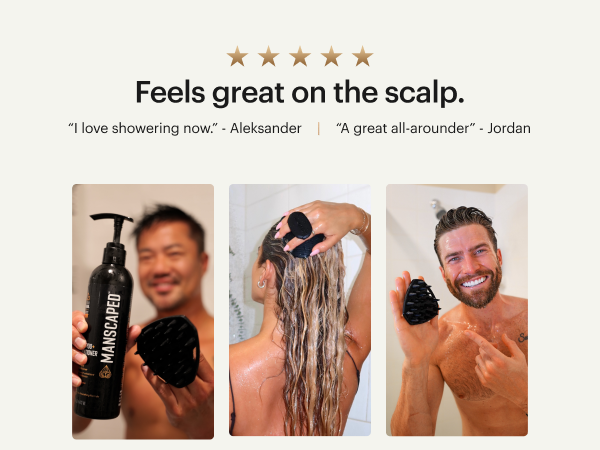 manscaped silicone body scalp buffer shower head dome scrubber bodywash loofah shampoo