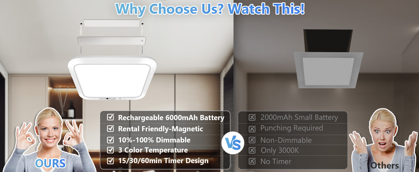 rechargeable ceiling light wireless
