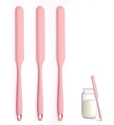 Silicone Jar Spatula Set of 3, Long Handle Skinny Spatula and Spurtle for Sourdough Starter, Flex...