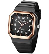 JewelryWe Square Quartz Analog Watch: Men Women Black/White/Pink Silicone Strap Unisex Sport Cale...