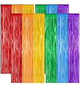 ZATAYE 4 Pack Pride Decorations, 3.28 FT x 7.05 FT Rainbow Backdrop, Metallic LGBT Party Decor Fo...