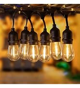 LEONLITE LED Outdoor String Lights 48FT, Summer Outdoor Decorations, Commercial Grade Copper Wire...