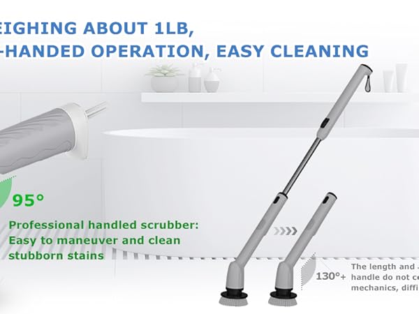 Electric Spin Scrubber, Cordless Power Scrubber Cleaning Scrubber for Bathroom