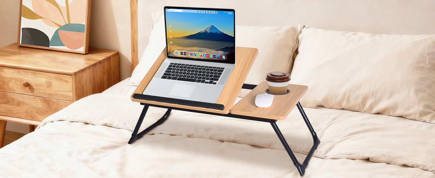 Laptop Desk for Bed or Couch, Lap Desk, Woking in Bed Desk, Desk with Cup Holder