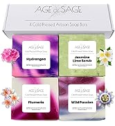 Age of Sage Damsel Natural Soap Set for Women - Handmade Moisturizing Artisan Floral Soap w/Essen...