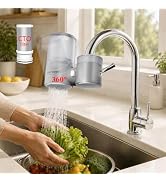 Vortopt T10-Silvery Water Purifier for Faucet, 360° Rotary Faucet Filter | Carbon Block Filter Re...