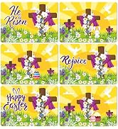 Happy Easter Placemats Set of 6 He is Risen Plastic Table Mats Seasonal Spring Place Mats Easter ...