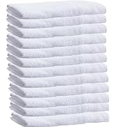 Towels N More 12 White 16x27 Premium Hand Towels with 100% Ring Spun Cotton Loops, Super Absorben...
