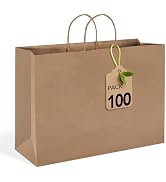 MESHA Brown Paper Bags with Handles 16x6x12'' 100PC,Large Kraft Paper Bags with Handle Bulk,Gift ...