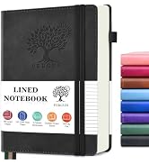 PERCUN Leather Journal for Men & Women - 160 Lined Pages, 100 GSM Paper, 5.9"x8.5" Hardcover Note...