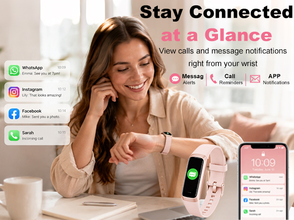 Smart fitness tracker with call, message and app notifications