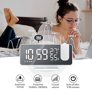 Large LED Mirror Display Radio Alarm Clock