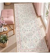Restydon 2x6 Runner Rug, Pink Floral Rug for Entryway, Moynesa Washable Kitchen Rugs with Rubber ...