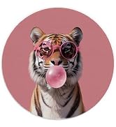 Qykwz Funny Tiger Animals Mouse Pad 7.9x7.9 Inch, Pink Bubble Gum Tiger Mouse Pads for Wireless M...