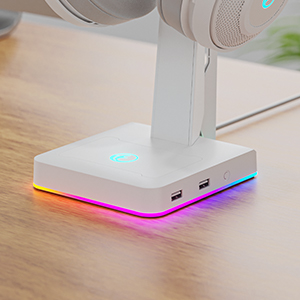 IFYOO RGB Gaming Headset Stand with 2 USB Ports, Game Headphone Mount for PC, Xbox One, PS4, Switch
