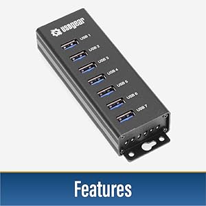 7 port usb hub 3.0 for laptop powered charger hub for pc 3.2 gen 1 charging industrial metal hub