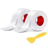 White Caulk Tape 2 Rolls Waterproof Self-Adhesive Tub & Wall Sealing Strip PVC Caulk for Bath & K...