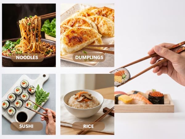 Hardwood Chopsticks Reusable Japanese Style Dishwasher Safe Wooden Chop Sticks